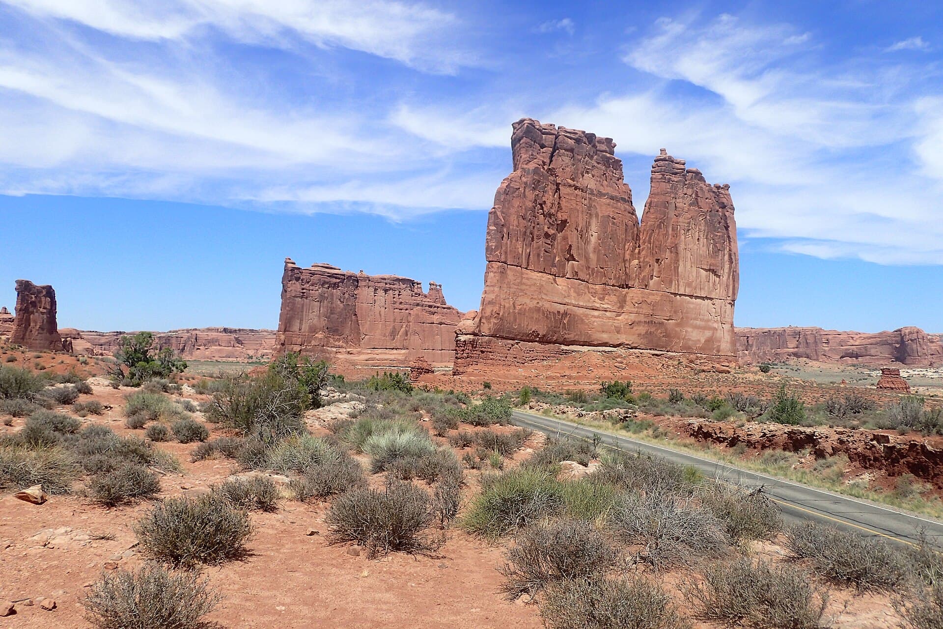 Courthouse Towers rock formations in Arches National Park