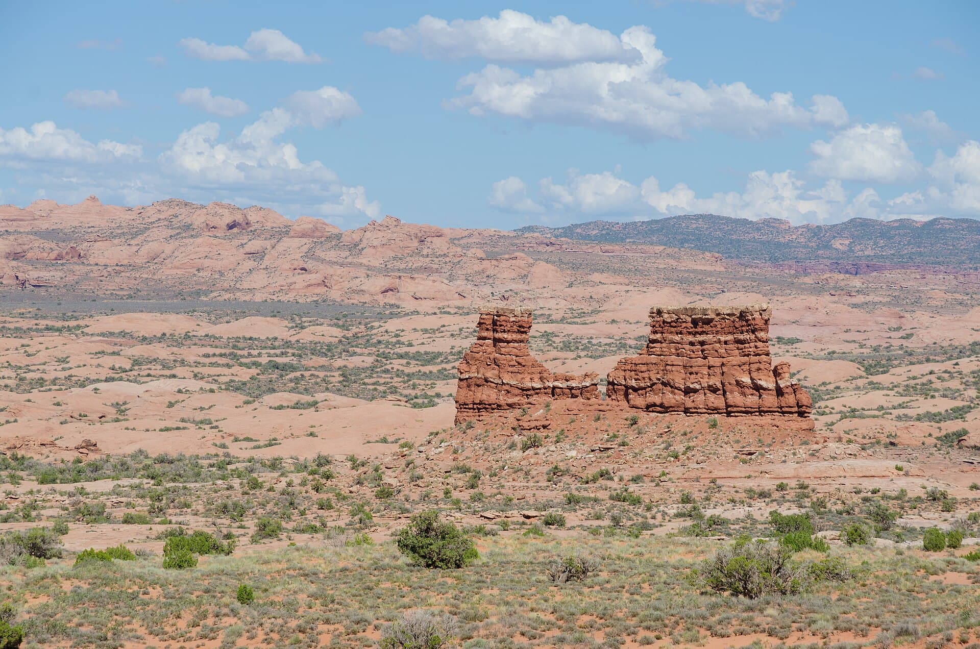 La Sal Mountains rising beyond the red rock near Moab, Utah