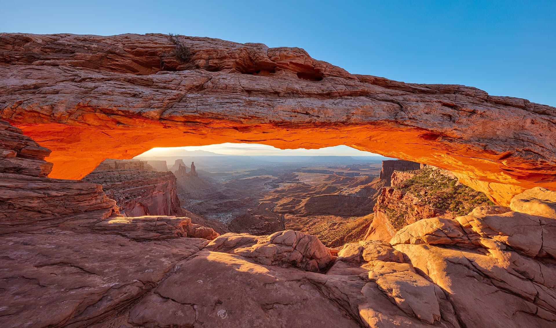 Sunrise through Mesa Arch in Canyonlands
