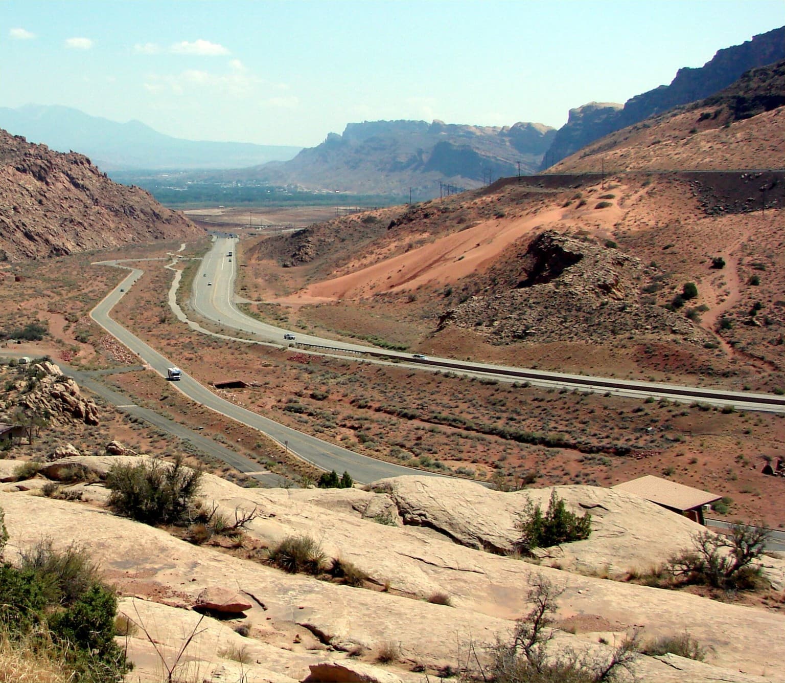 Red rock landscape above the town of Moab, Utah